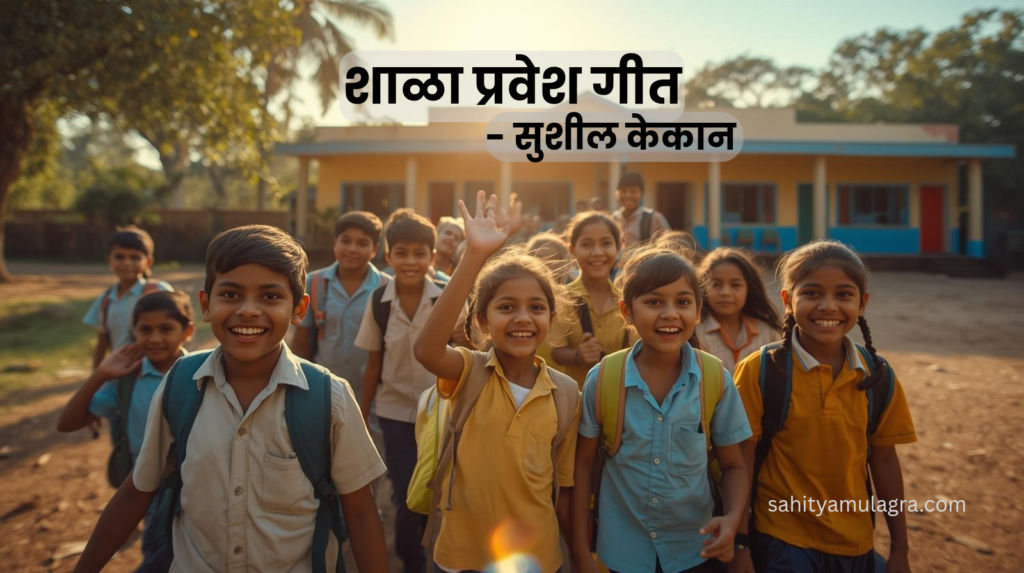 शाळेत उत्साहाने जाणाऱ्या मुलांचा समूह. हे चित्र नवीन शैक्षणिक वर्षाचा आनंद आणि शिक्षणाचे महत्त्व दर्शवते.