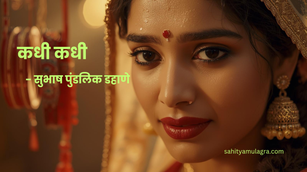 प्रियतमेच्या सहवासासाठी तिच्या वेणीतील फूल, हातातील बांगडी आणि कपाळाचे कुंकू होण्याची इच्छा व्यक्त करणारा कवी. हे चित्र प्रेम, भक्ती आणि सात जन्मांच्या नात्यातील विश्वासाचे प्रतीक आहे.