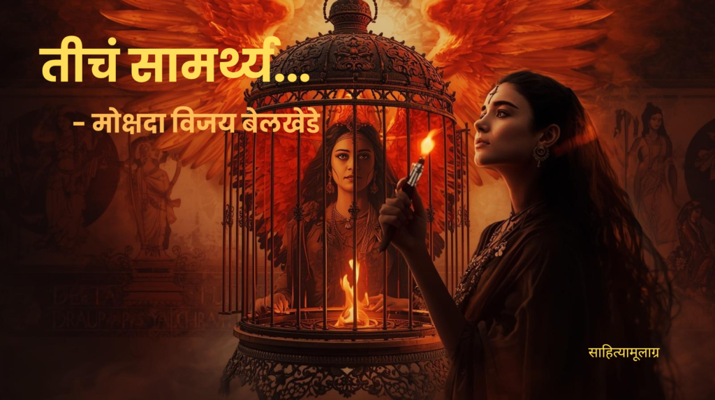 सीतेच्या वनवासापासून ते कल्पना चावलाच्या भरारीपर्यंतचा स्त्रीचा प्रवास दर्शवणारे चित्र. हे स्त्रीच्या सोशिकतेचे आणि आता घेतलेल्या नव्या निर्धाराचे प्रतीक आहे.