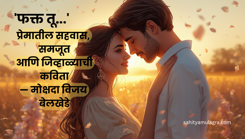 एकमेकांच्या भावनांची जपणूक करणारे प्रेम व्यक्त करणारे जोडपे; रुसवा, समजूत आणि सहवासाचे भाव दर्शविणारे कलात्मक चित्र.